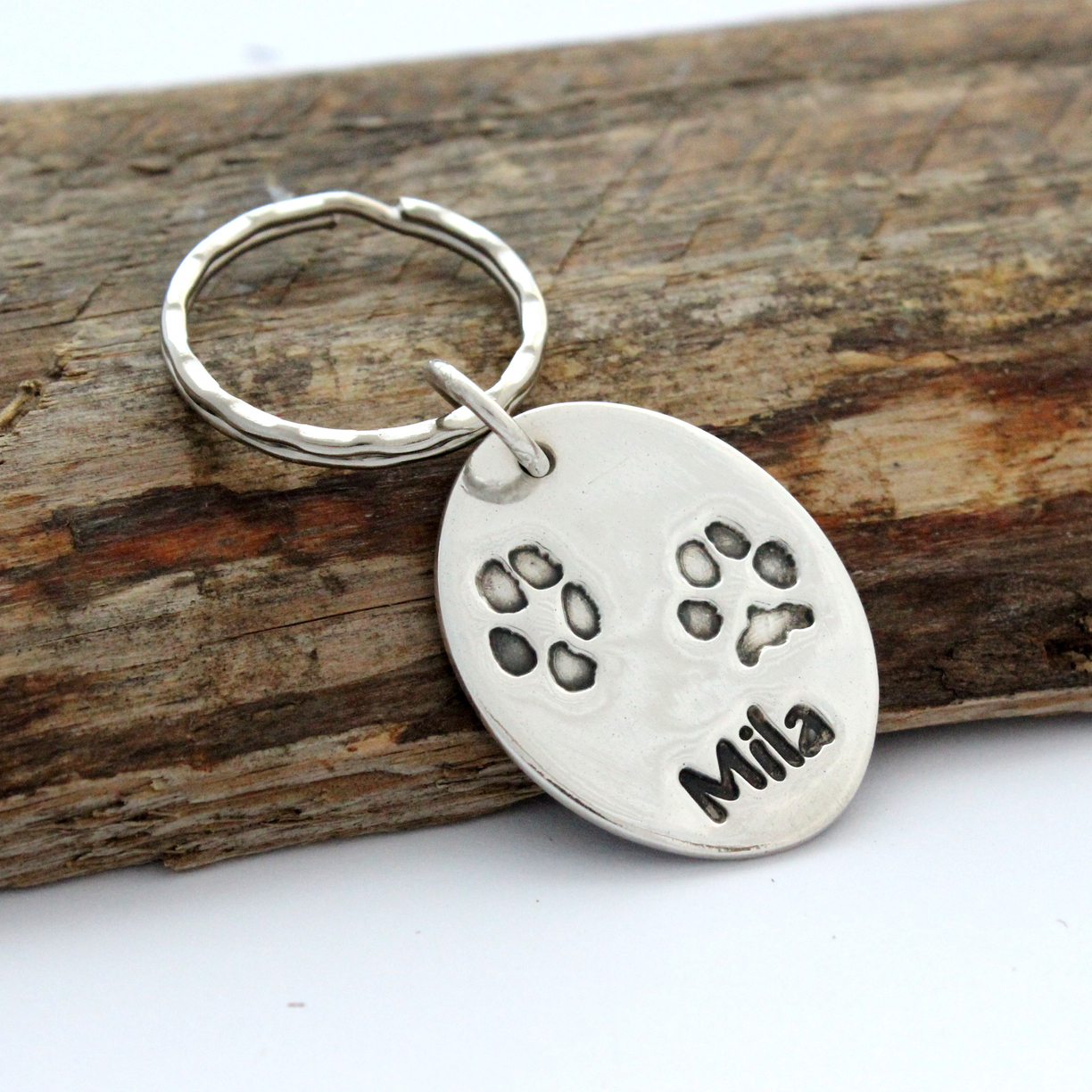 Personalised Silver Paw Print Cufflinks with store your pet's actual print